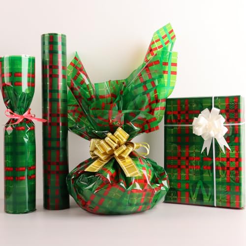 CMFYHM Rolo de papel celofane de Natal (86,4 cm x 100 pés) Filme longo de 3 mm de espessura para ces