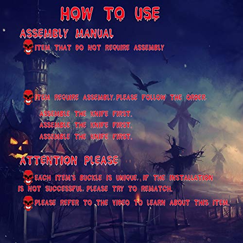 6PCS Halloween Costume Scary Weapon Headbands, Horror Photo Props Rubber Plastic Knife Axe Cleaver Scissor Headbands Through Head Zombie Accessories Makeup
