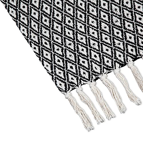 Americanflat 100% Cotton Throw Blanket For Couch - 50X60 Black And Cream Throw Blanket For Bed, Sofa, Or Chair With Mini Diamond Pattern - All Seasons Neutral Lightweight Blanket Indoor Or Outdoor Use #TOP6