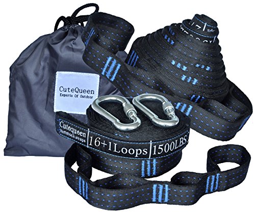 Cutequeen 2pcs 34 Loops 20Ft Long Hammock Tree Straps 3000+ LBS Versatile Heavy