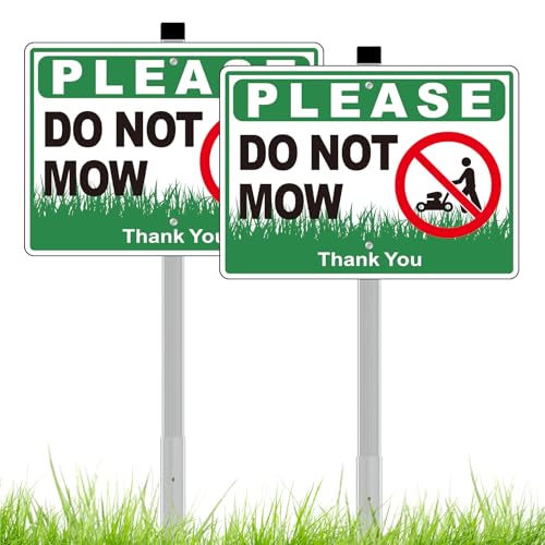 (2 Pack) Do Not Mow Sign for Yard – Heavy Duty Aluminum Do Not Mow Signs