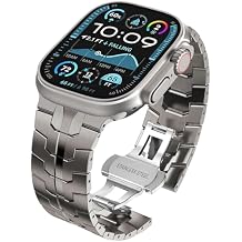 WINGLE Stainless Steel Bands for Apple Watch Band Ultra 3/2/1 Band Ultra 49mm Series 11 10 46mm 45mm 44mm 42mm SE 3/2/1 Series 9 8 7 6 5 4 3 2 Men, Classy Business Rugged Metal iWatch Bands, Titanium