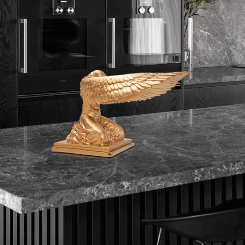 Estatua de Ángel Arca Arrodillado 2 Piezas Resina Decorativa Dorada miniatura 6
