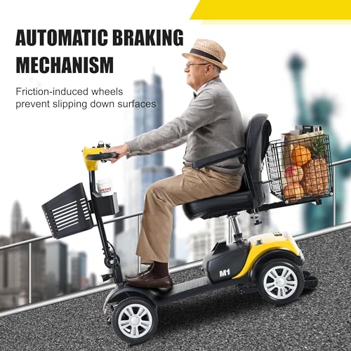 Image of Metro Electric Mobility Scooters for Adults and Seniors - 300 lbs Max Weight, 4-Wheel Powered Mobility Scooters,Folding Mobility Scooter Lightweight for Travel, Elderly (M1 Yellow)