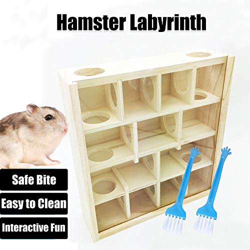 Allazone Hamster, labyrint, speelgoed voor kleine dieren, hamsterspeelgoed, houten speelgoed, hamsternest en reinigingsborstel voor hamsters, muis, andere kleine dieren - Image 4