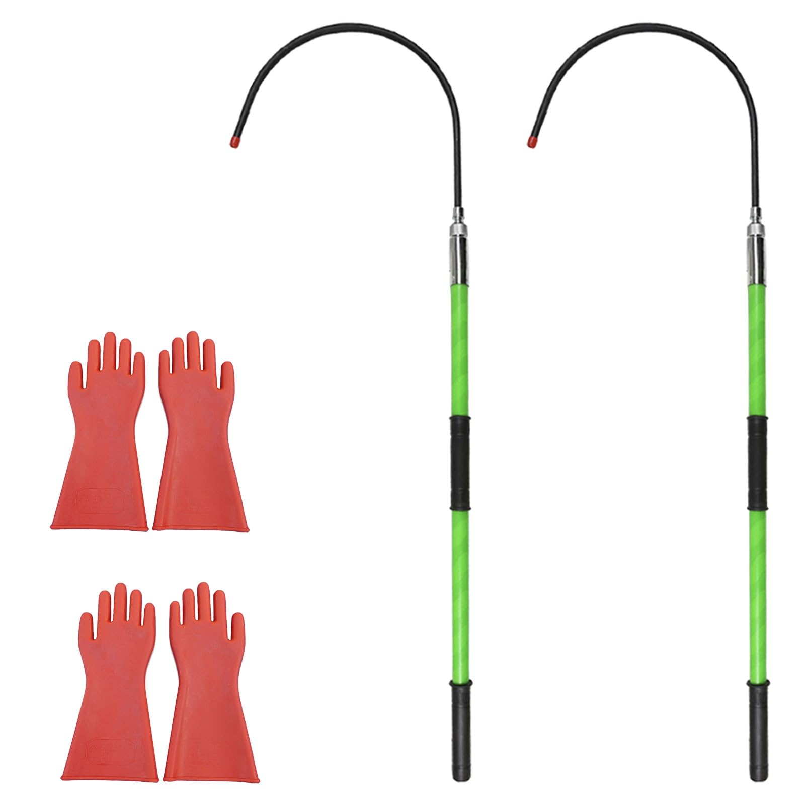 GTHTUHFD Electrical Safety Tool Insulated Rescue Hook, Detachable Fiberglass Insulating Mast For Factories/Substations, High Voltage Rescue Hook,2 Pack-2m/6.6ft