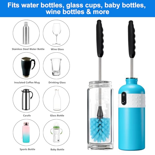 Image of Bottle Brush,15-inch Long, Bottle Brush Cleaner, Bottle Scrubber, Kitchen Scrub Brush Suitable for Water Bottles, Cups, Glasses, Baby Bottles, Wine Glasses, (1, Blue)