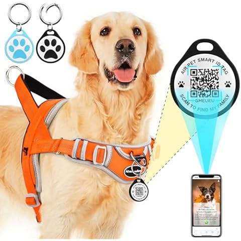 ADVENTUREMORE No Pull Large Dog Harness with QR Code Smart Pet ID Tag, Adjustable Reflective Breathable Dog Vest Escape Proof Dog Harness with Easy Control Front Clip Handle for Training Walking Cover