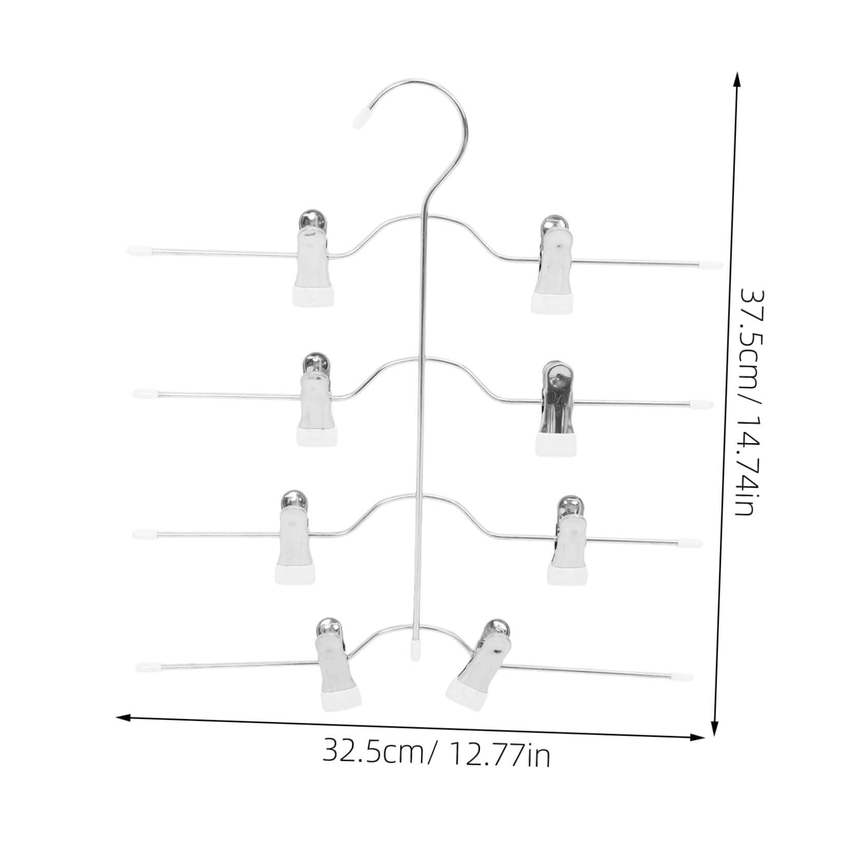 Pack 4-stöckiger Hosenbügel aus Manganstahl mit Clips Weiß