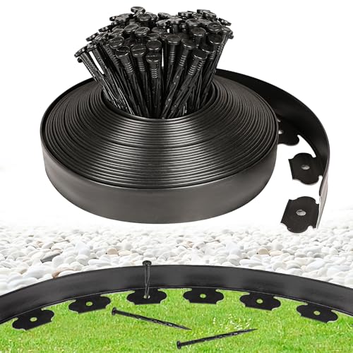 JERIA 2 Inch Tall 66 FT Garden Edging Kit with 90pcs Spikes