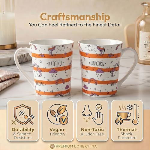 Image of UPC Premium Bone China Coffee Mug Set of 2 | Elegant Ceramic Tea & Coffee Cups for Home, Office & Cafe | Lightweight, Durable, Microwave & Dishwasher Safe Mug Set | Luxury Drinkware Collection