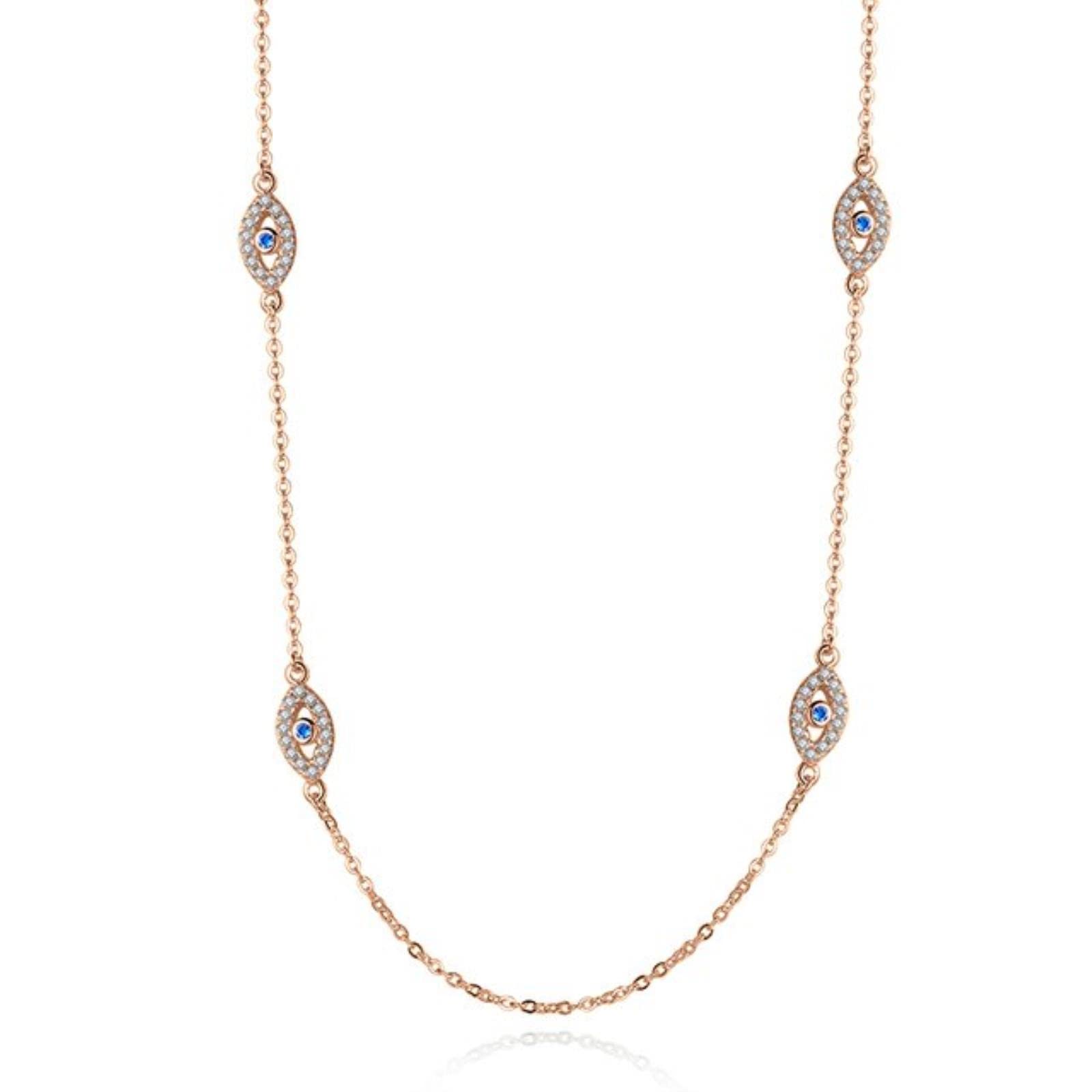 Collar con colgante de ojo malvado con personalidad, cadena larga de Plata de Ley 925, collares turcos de cristal, joyería de la suerte para mujeres y niñas