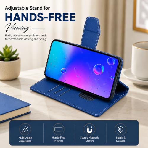 Image of SBMS Flip Cover for Oppo K13 5G Back Cover Case with Magnatic Closure | Inbuilt Stand | Card & Money Pocket (Blue)