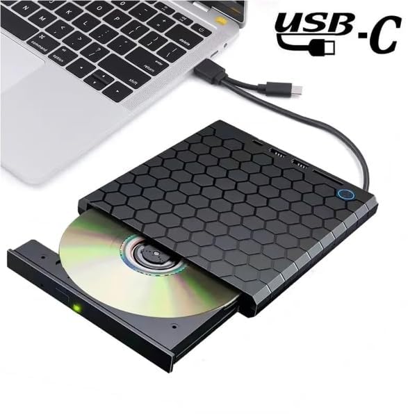 Image of External CD DVD Drive Player, USB 3.0 USB-C Portable CD DVD + /-RW Disk Drive Burner CD-ROM Reader Writer for Laptop Desktop PC (DVD Writer - B22-Y)