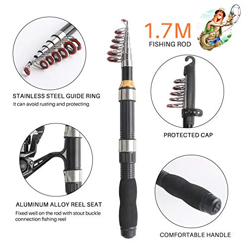 image for mouhike Telescopic Fishing Rod Reel Full Kit Fishing Line Lures for Be