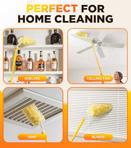 Image of Heavy Duty Duster Refill Kit for Swiffer Duster with 3 ft Extension Pole & 20 Count Refills, 4X Microfibers Multisurface Dusters for Cleaning Home, Celling Fan, Blinds, Vent & Shelves