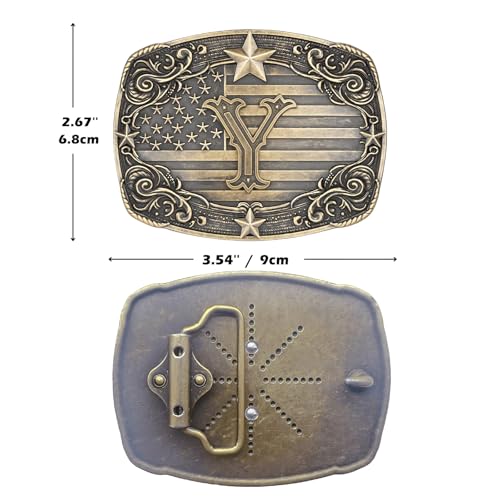 Image of Cowboy Belt Buckle for Men Vintage Western Rodeo Texas Initial Letter ABCDJMR to Z Belt Buckles