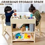 Kids Art Table and Chair Set, Birch Wooden Activity Craft Table, Kids Drawing Table, Toddler Desk with Storage and 1 Chair - Image 5