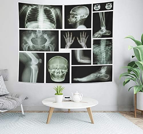 Miniatura 2 de Topyee Tapiz decorativo para el hogar, para colgar en la pared, Anatomía de rayos X, sistema esquelético humano de múltiples partes, 50 x 60