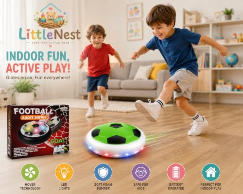 Image of Hover Soccer Ball, Soft Eva Material Foam Bumper Air Indoor Football Made in India for Kids, Toy with Multi Colour LED Lights, Best Gifts for Toddlers, Boys and Girls (Color as per Stock)