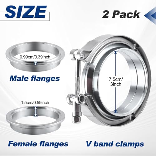 Pinzas de banda trapezoidal de 3 pulgadas LEONTOOL con bridas para sistema de escape 3