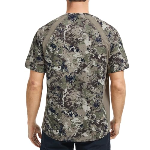 BASSDASH Men's Camo Shirt UPF 50+ Wrinkle-Free Breathable Short Sleeve UV Protection T-Shirt for Hunting Hiking SR02M2
