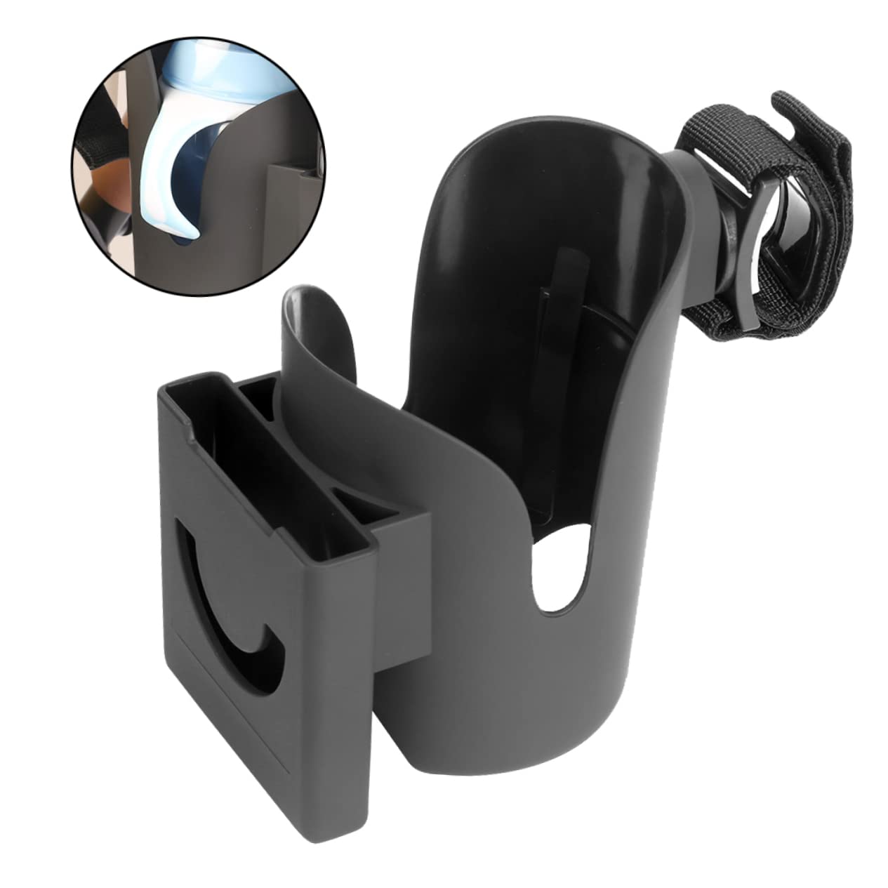 Yardwe 2 Pièces Porte Gobelet Poussette Noir Support Bouteille et Support Téléphone pour Poussettes Portable et Facile à Installer