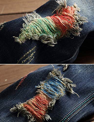 Ylingjun Mens Ripped Distressed Straight Cut Slim Fit Jeans4
