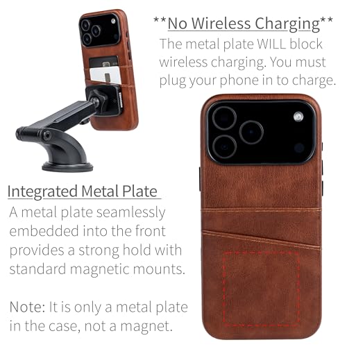 Étui iPhone 17 Pro Max en cuir synthétique chic Dockem M2 Exec brun