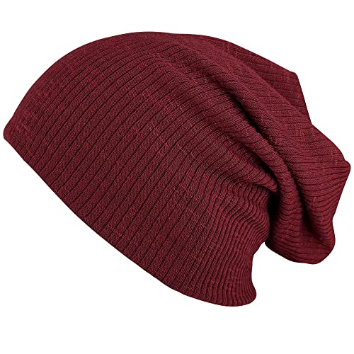 VIAUMBR Gorros Hombre Gorro Mujer Gorro de Punto Slouch Beanie para Hombres y Mujeres Cálido Cómodo Práctico Primavera Otoño Invierno Borgoña Cover