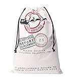 Fashionclubs Hessian Burlap Christmas Santa Sack Gift Stocking Bag,Sika Deer Pattern Design,20
