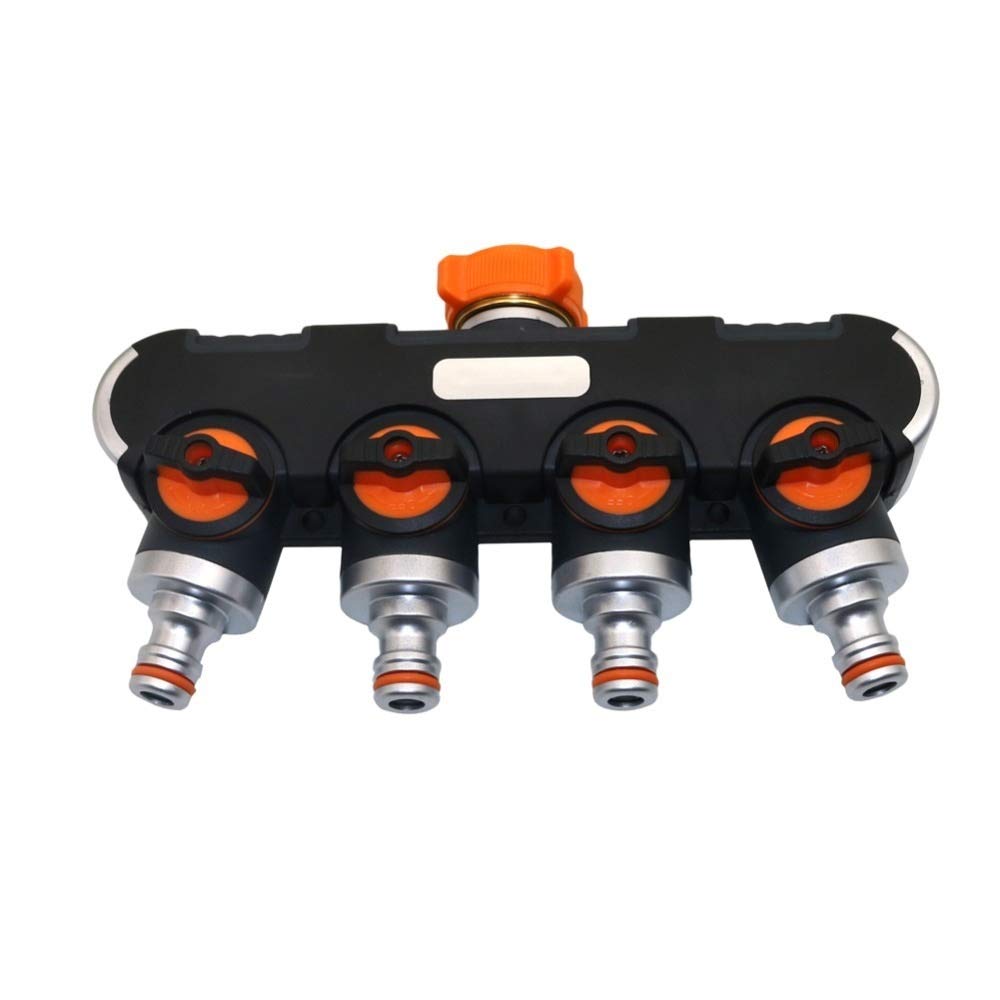 Adaptador de Conector de Manguera Válvula Divisora Deua de 4 Vías de Metal con Rosca Hembra de 3/4 Pulgadas Adaptador de Grifo de Jardín Conectores de Manguera de Riego