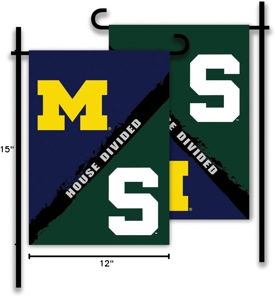 NCAA Michigan-Michigan State 2-Sided Garden Flag-Rivalry House Divided, Multicolor