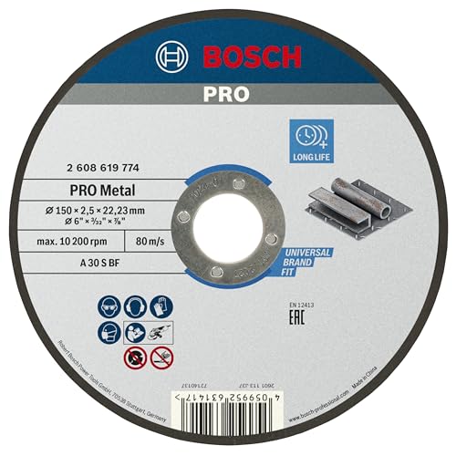 Bosch Professional 1x Disco de Desbaste Standard for Metal (para Metal, Ø 150 x 2,5 x 22,23 mm, Recto, Accesorio Amoladora)