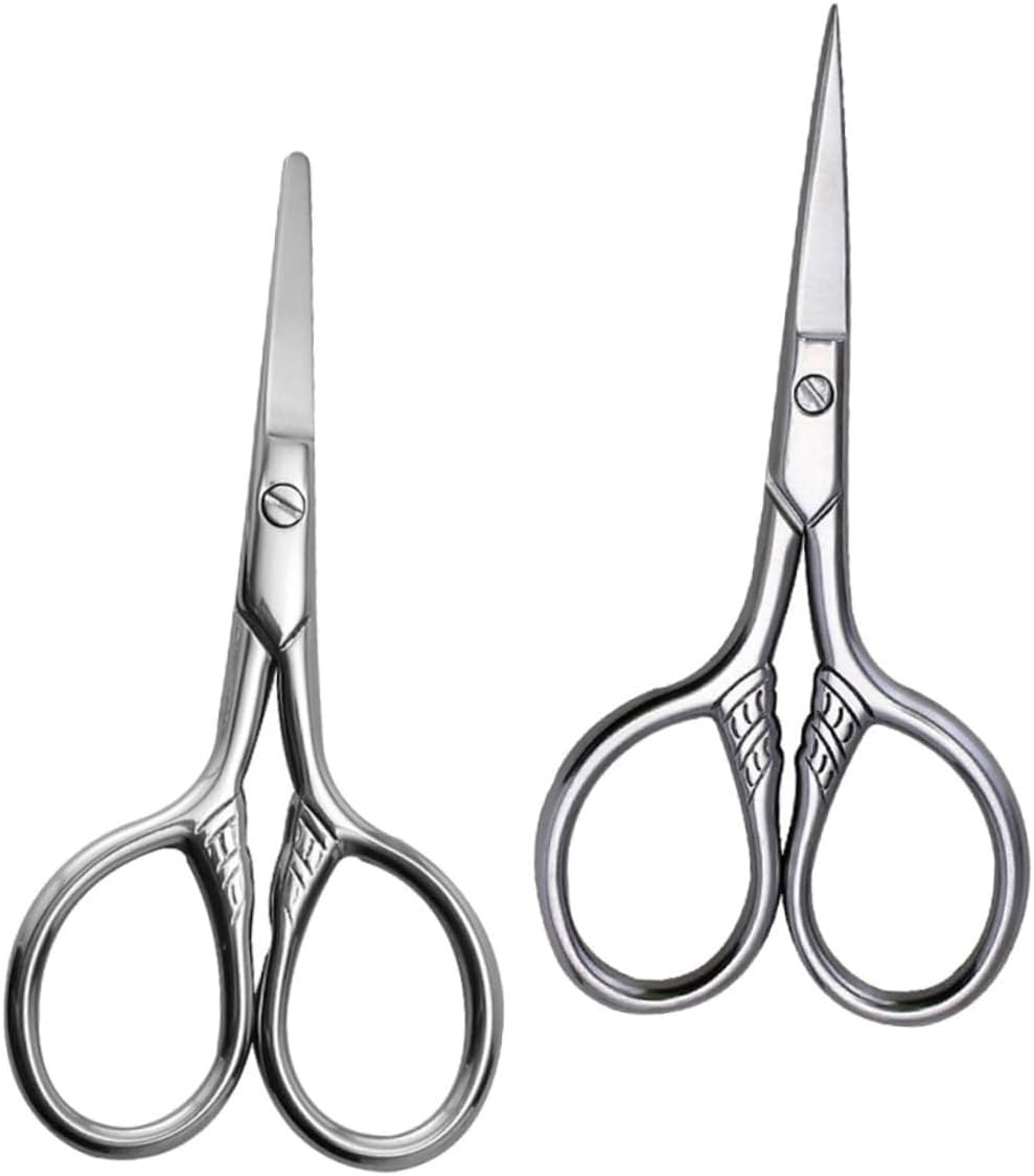 FOMIYES 4pcs Professional Grooming Scissors Eyebrow Trimmers for Men Stainless Steel Nose Beard Cutting Scissors