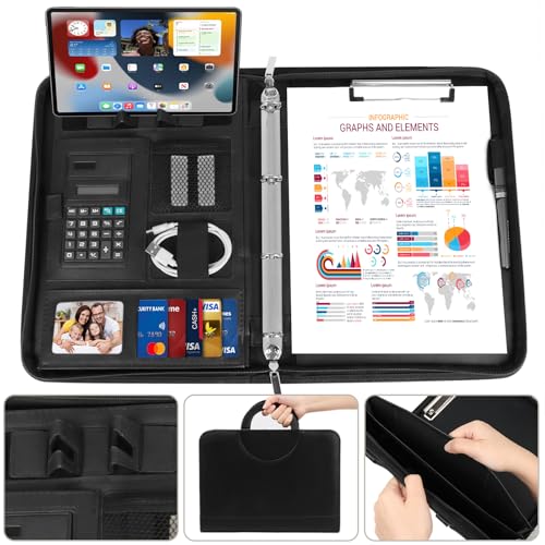 FoiiLiio Cartella Portadocumenti A4 Zipper in Pelle, con Manici Magnetici