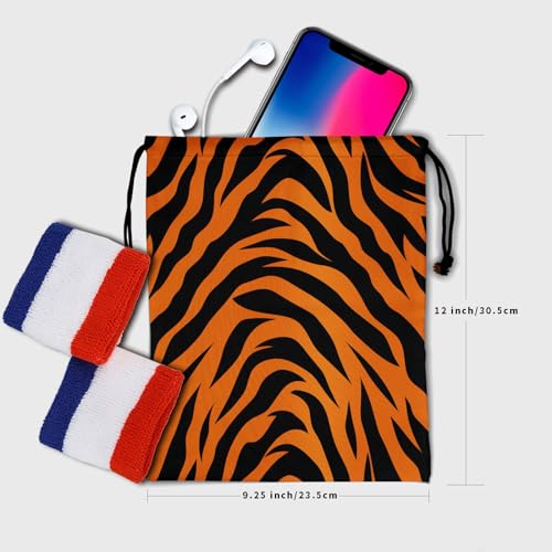 Image of Nerxy Tiger Print Gymnastics Grip Bag - Animal Skin Grip Bag Wildlife Drawstring Storage Pouch Tigers String Bag for Gym Sports