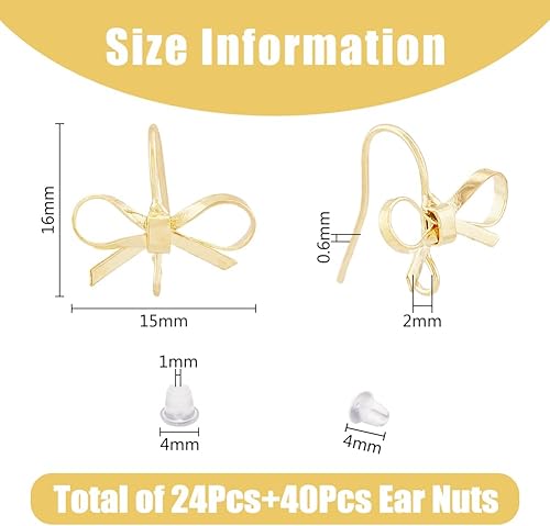 Miniatura 2 de SUPERFINDINGS 24 aretes de tuerca con lazo, aretes de latón con lazo y 40 tuercas de plástico para hacer joyas, agujero 0.079 pulgadas