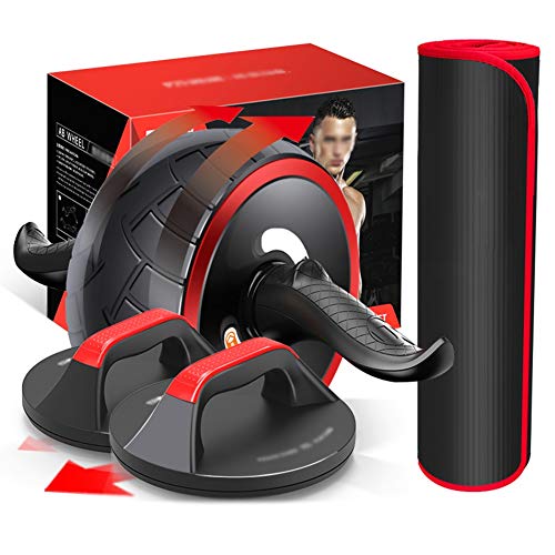 Ab Roller Wheel AGYH Automatic Rebound, Silent Roller Design for All-Round Exercise, Home Fitness Kit with Yoga Mat and Push-up Bar