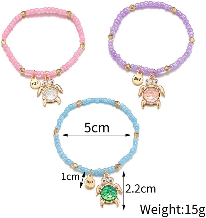 Colorful Dinosaurs Sea Turtles Charm Bracelets Set Y2k Friendship Enamel Animal Flower Acrylic Rainbow Beaded Strand Bracelet for Women Little Girl Holiday Cute Preppy Party Favor Pretend Play Jewelry