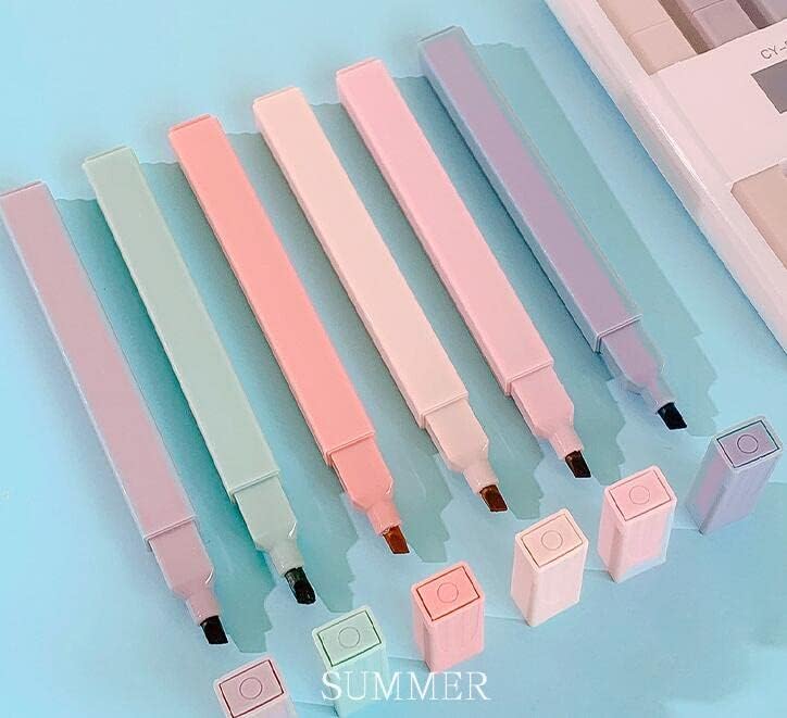 Allpdesky Aesthetic Cute Highlighters Mild Assorted Colors With Soft Chisel Tip, No