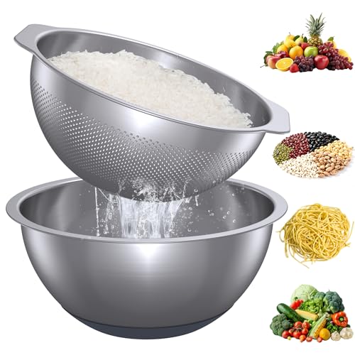 Comparison: Best Cuisinart Stainless Steel Colander 10 304 Stainless Steel Colander and Strainer, 5QT Large Capacity and 6QT Mixing Bowl, Micropore for Washing Rice, Fruit, and Cooked Pasta, Perfect Draining for Grain and Bean