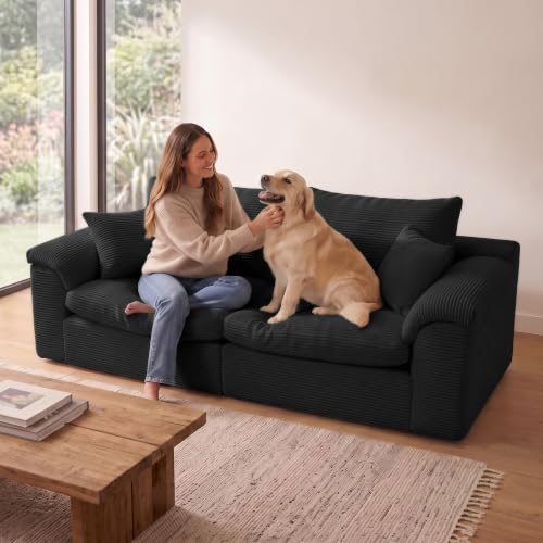 Image of 78 inch Loveseat Sofa, Small Boneless Couch for Living Room, Black