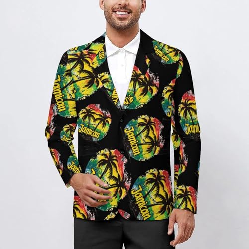 Coconut Tree Reggae Color Jamaican Mens Casual Blazer Button Suit Jacket Lightweight Sport Coat for Work Business2