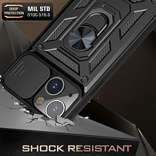 Coque iPhone 13 Pro Max antichoc militaire noire avec support