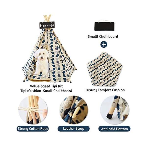 Harrage Folding Indoor Dogs House, Outdoor Portable Pet Teepee Dog & Cat Tents, 24inch Small Dog & Cat Cute Puppy House with Cushion Bed Harrage Folding Indoor Dogs House, Outdoor Portable Pet Teepee Dog & Cat Tents, 24inch Small Dog & Cat Cute Puppy House with Cushion Bed