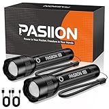 PASIION Rechargeable Flashlights High Lumen LED Torches, 5 Modes, Waterproof & Zoomable Small Flashlights, Mini Size, Ideal for Camping,Hiking, Outdoor Activities, Home Emergencies (2 Pack)