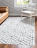 Rugs.com Lattice Trellis Collection Rug – White Low-Pile Rug Perfect for Living Rooms,Large Dining...