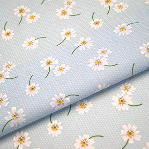 Fabric Penguin Daisy Polka Dots Fabric Floral Dotty Spotty Spots Sky Blue (Metre) Cover