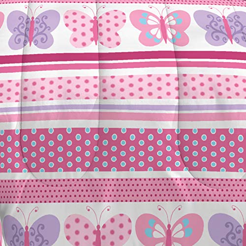 Dream Factory Butterfly Dots Ultra Soft Microfiber Girls Comforter Set, Pink, Full #TOP5